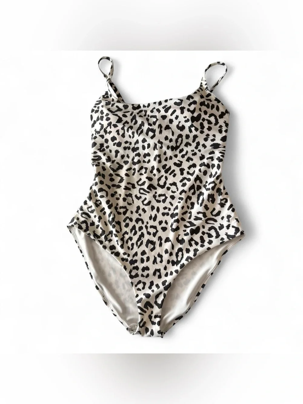 aerie Leopard Print One-Piece Swimsuit in Beige and Black XL